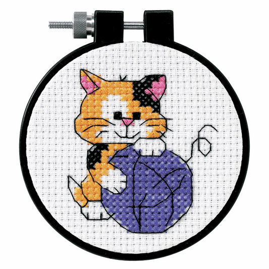 Learn-a-Craft Counted Cross Stitch with Hoop - Cute Kitty (3inch)