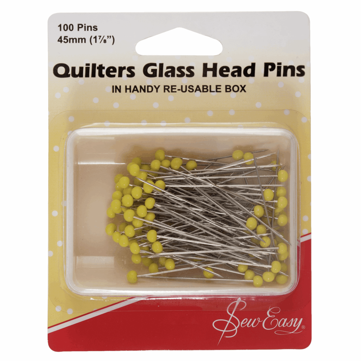 Sew Easy Quilters Glass Pin Heads - 50mm (Pack of 100)