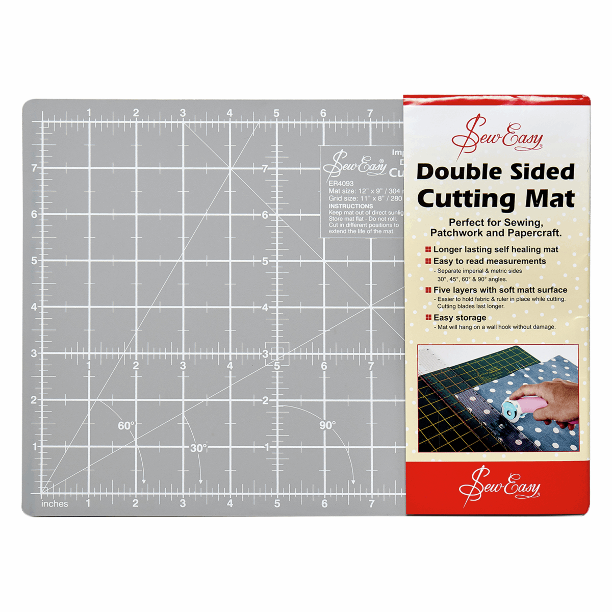 A4 Self Healing Cutting Mat - 30 x 20cm - Grey and Black
