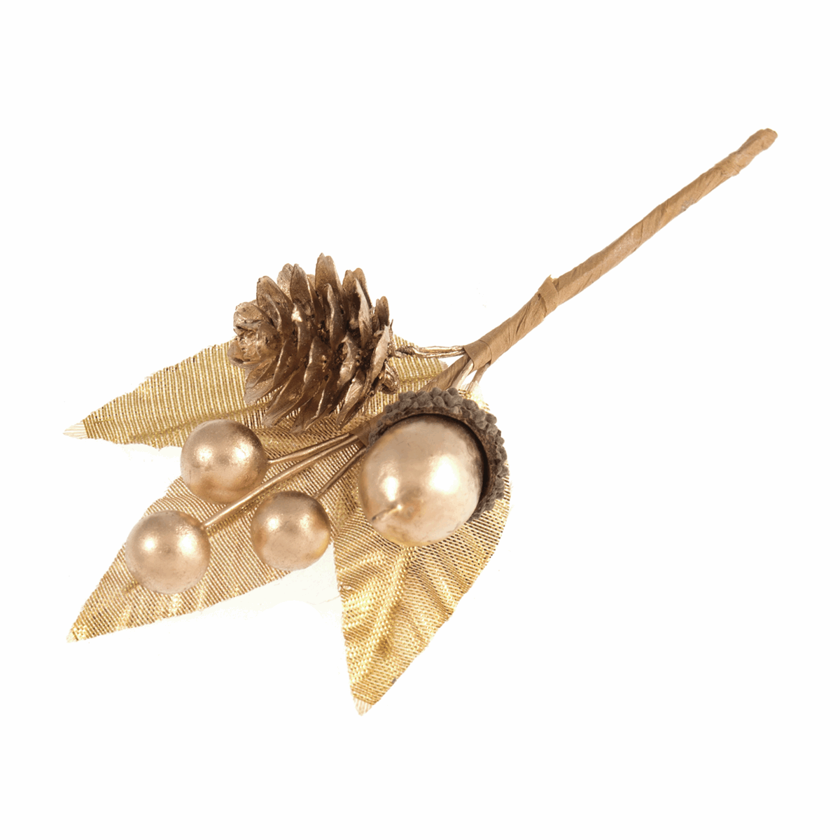 Artificial Gold Acorn & Berry Stem (Single Stem)