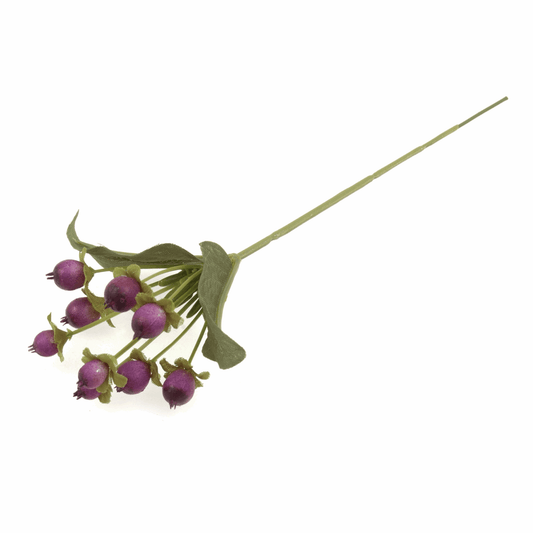 Purple Hypericum Berries Stem - 16cm (Single Stem)