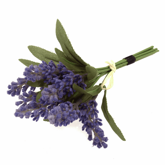 Artificial Lavender Bunch with Raffia Ribbon - 17cm (Pack of 7 Stems)