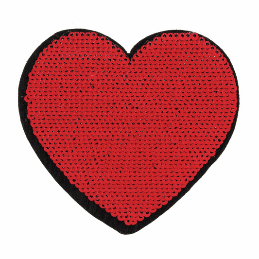 Iron-On/Sew On Motif Patch - Flip Sequin Heart