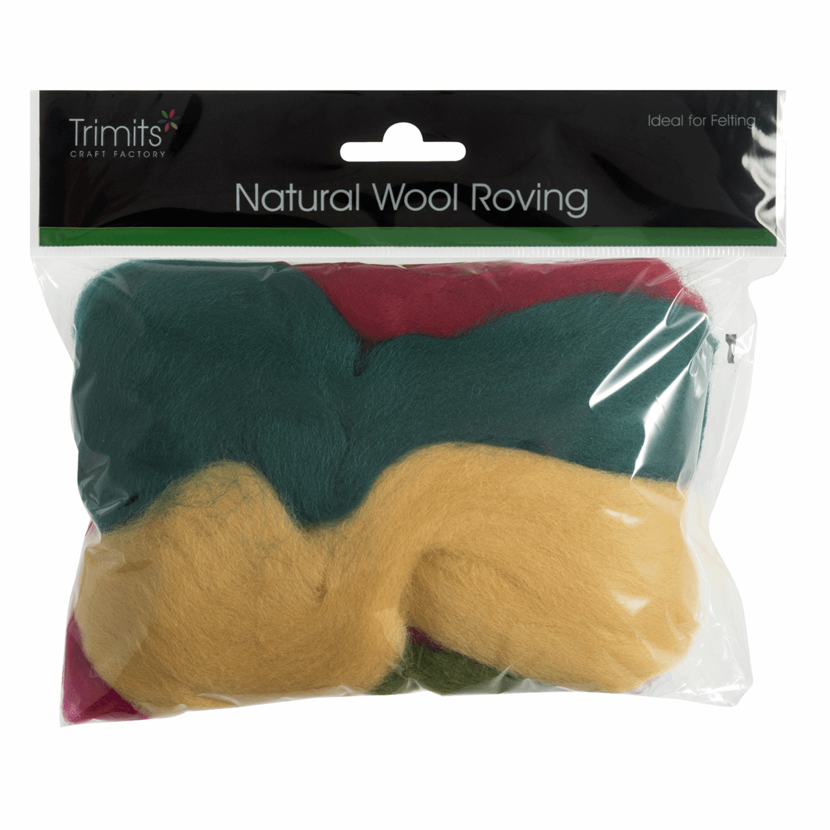 Trimits Assorted Brights Natural Wool Roving - 50g