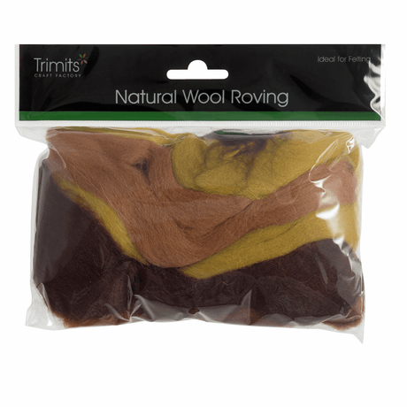 Trimits Assorted Autumn Natural Wool Roving - 50g