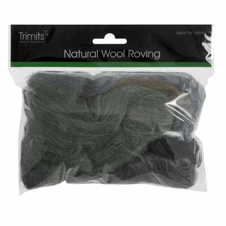 Trimits Assorted Melange Natural Wool Roving - 50g