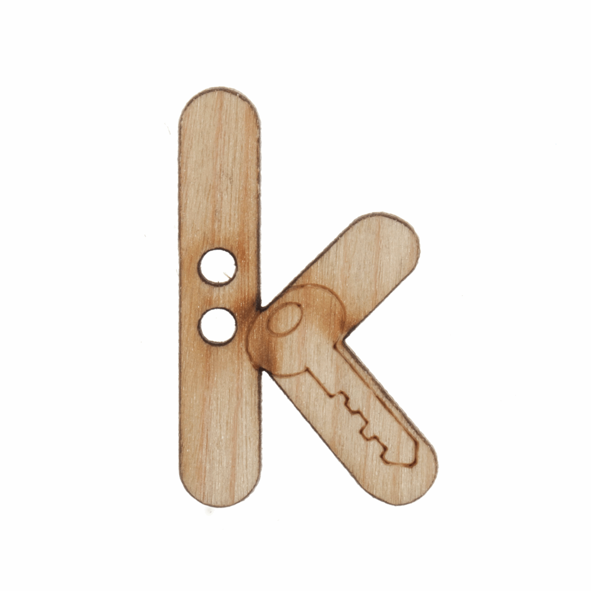Trimits Wooden Alphabet Button (K) - 17mm/26 lignes