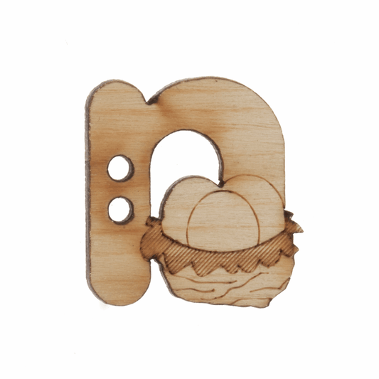 Trimits Wooden Alphabet Button (N) - 22mm/35 lignes