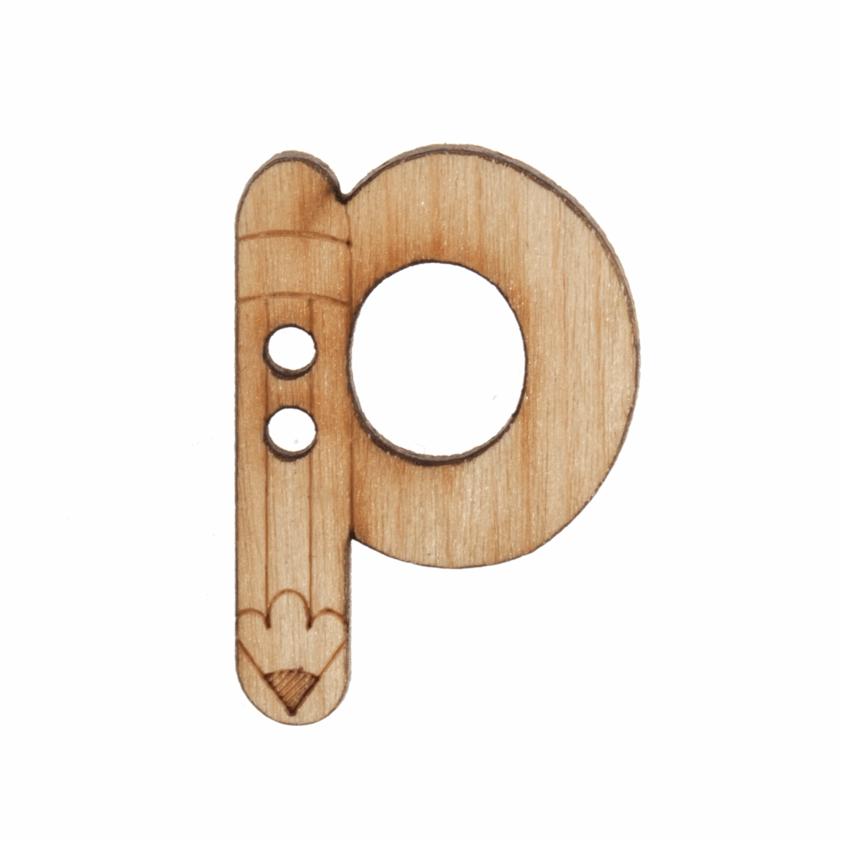 Trimits Wooden Alphabet Button (P) - 20mm/32 lignes