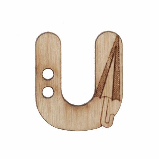 Trimits Wooden Alphabet Button (U) - 20mm/32 lignes