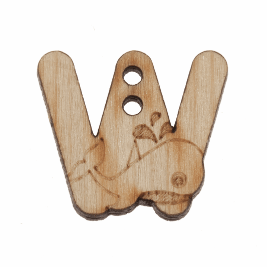 Trimits Wooden Alphabet Button (W) - 27mm/42 lignes