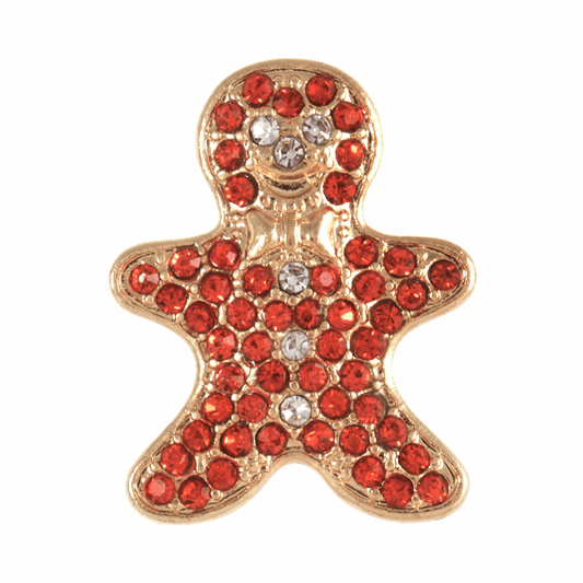 Trimits Diamante Gold/Red Gingerbread Man Shank Button - 21mm (1 Piece)