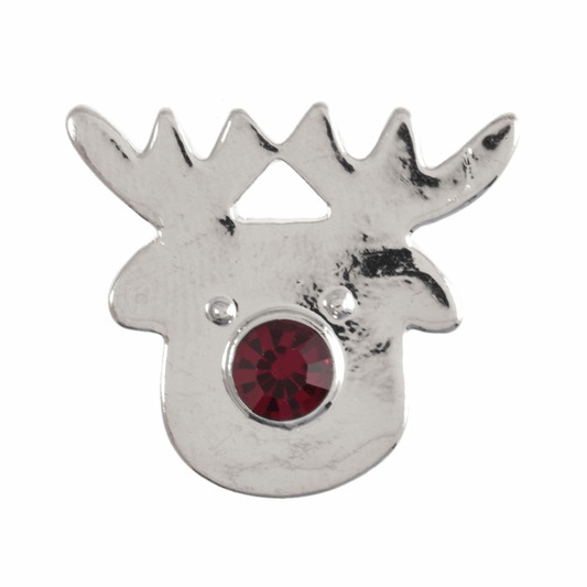 Trimits Diamante Shank Silver/Red Rudolf Button - 21mm (1 Piece)
