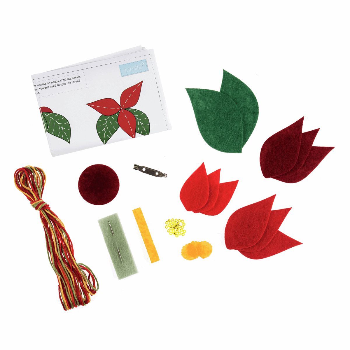 Trimits Felt Decoration Kit - Christmas Poinsettia Brooch