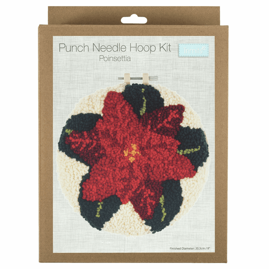 Trimits Yarn Punch Needle Kit with Hoop - Poinsettia