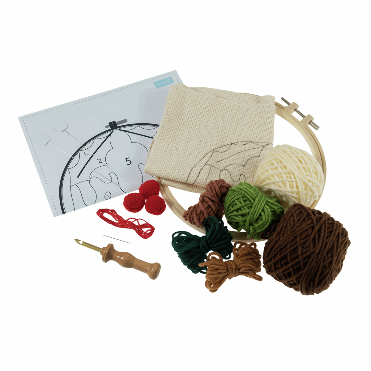 Trimits Yarn Punch Needle Kit with Hoop - Christmas Pudding