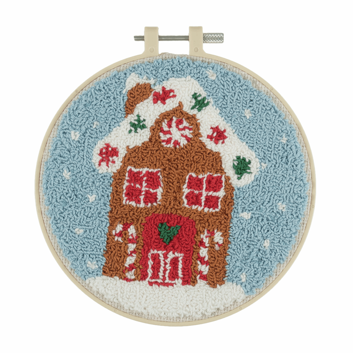 Trimits Yarn Punch Needle Kit with Hoop - Gingerbread House