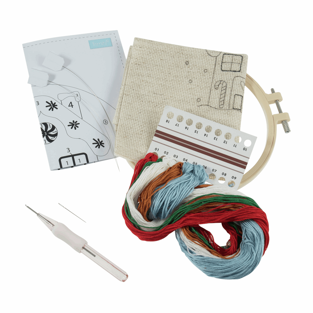 Trimits Yarn Punch Needle Kit with Hoop - Gingerbread House