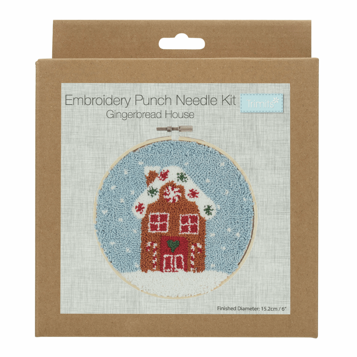 Trimits Yarn Punch Needle Kit with Hoop - Gingerbread House