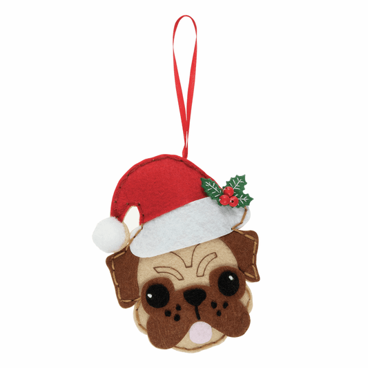 Trimits Felt Decoration Kit - Christmas Pug in Santa Hat