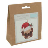 Trimits Felt Decoration Kit - Christmas Pug in Santa Hat