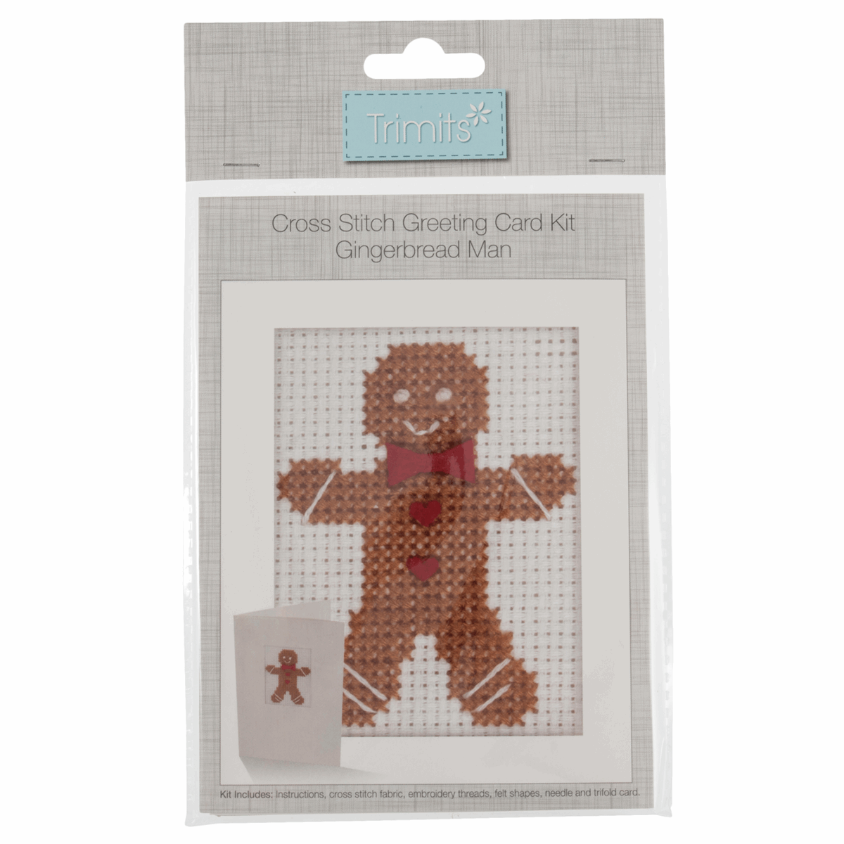 Trimits Cross Stitch Greeting Card Kit - Gingerbread Man