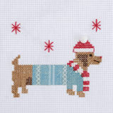 Mini Counted Cross Stitch Kit - Festive Daschund