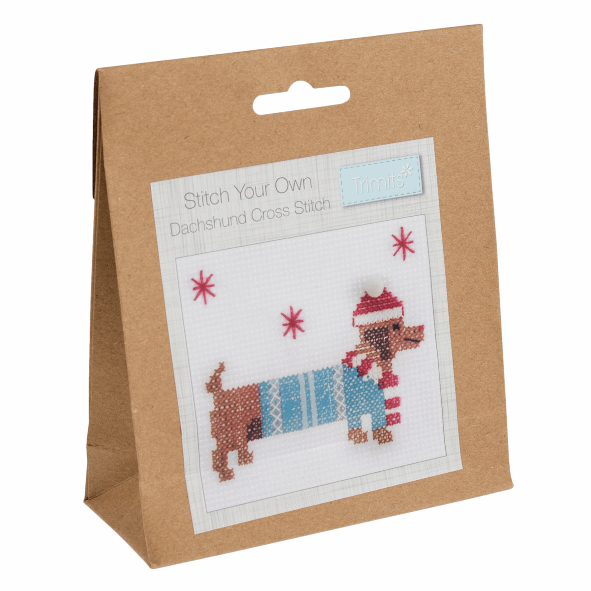 Mini Counted Cross Stitch Kit - Festive Daschund