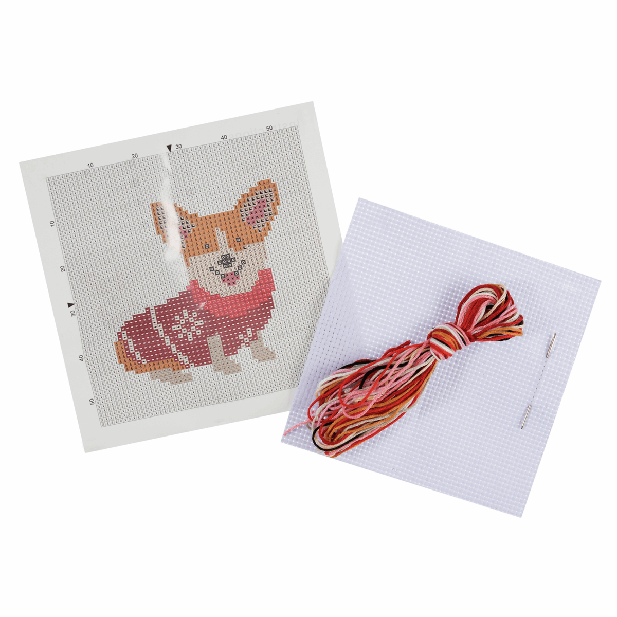 Mini Counted Cross Stitch Kit - Festive Corgi