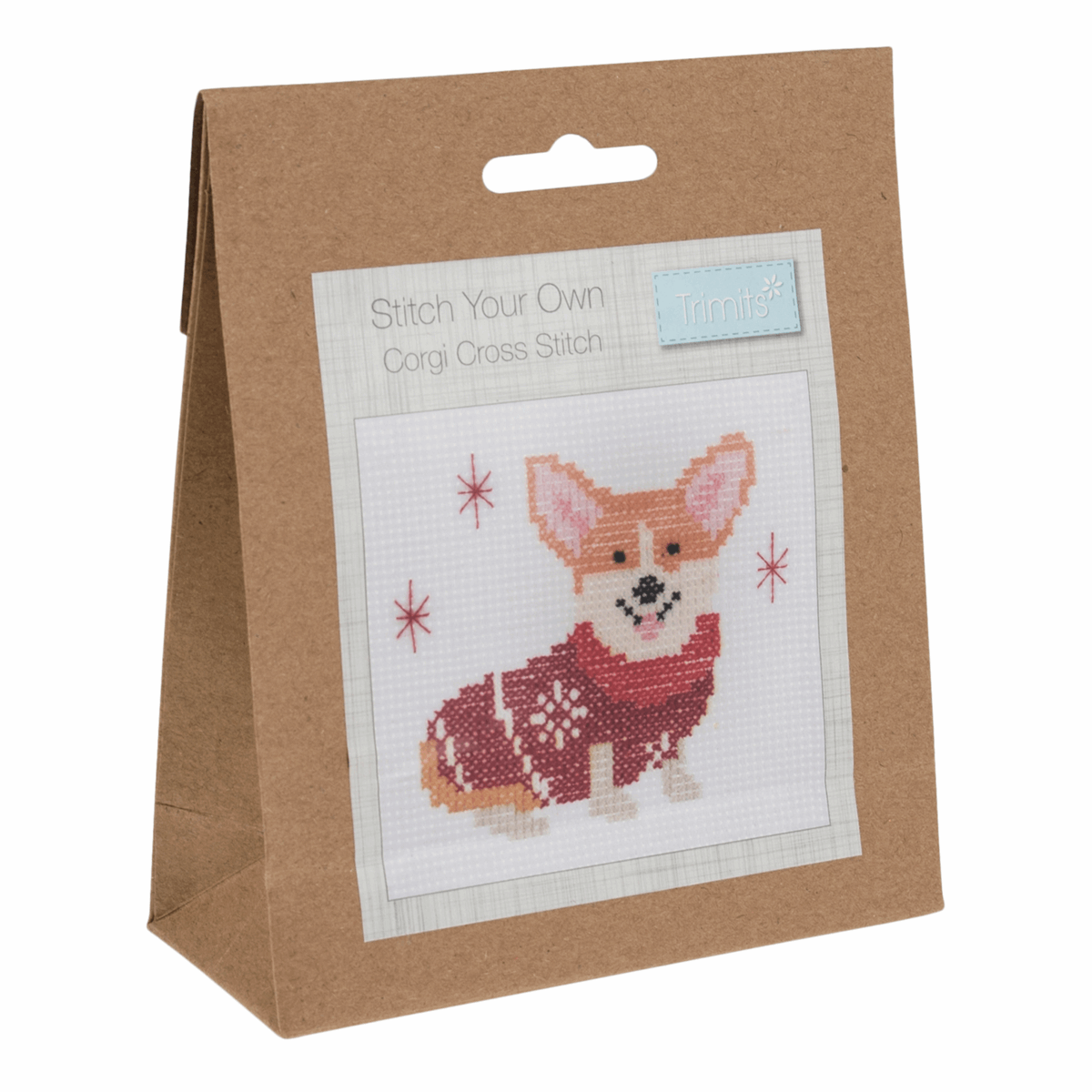 Mini Counted Cross Stitch Kit - Festive Corgi