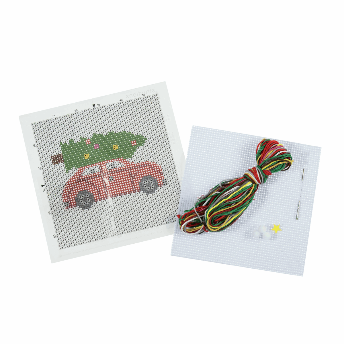 Trimits Counted Cross Stitch Kit - Christmas Tree Car