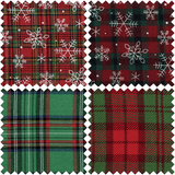 Fat Quarter Pack - Printed Christmas Tartan: Greens (4 Pieces)