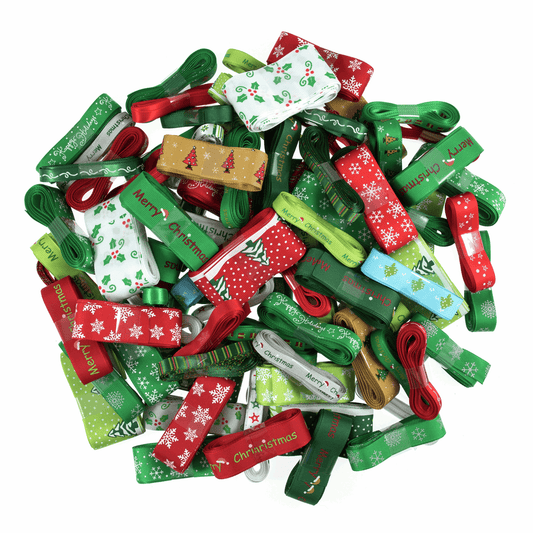 Trimits Christmas Prints Ribbon Bundle (Pack of 100)