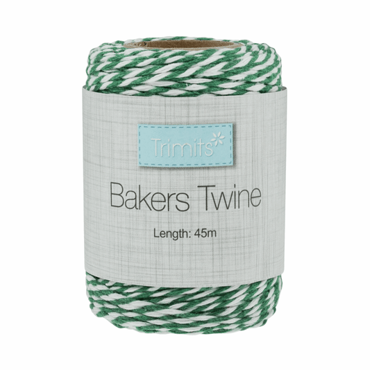 Trimits Christmas Green/White Bakers Twine - 45m x 2mm