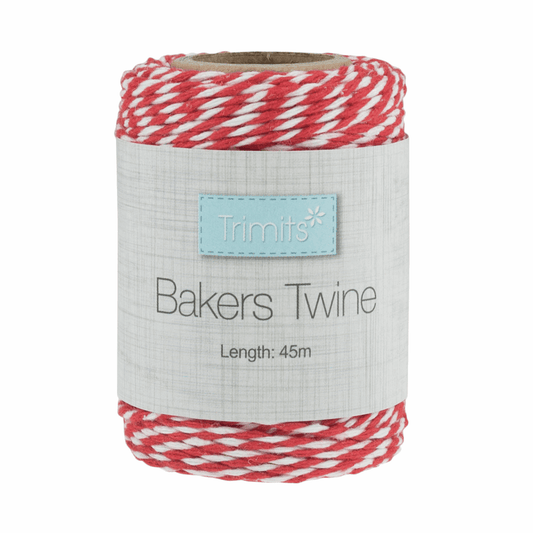 Trimits Christmas Red/White Bakers Twine - 45m x 2mm
