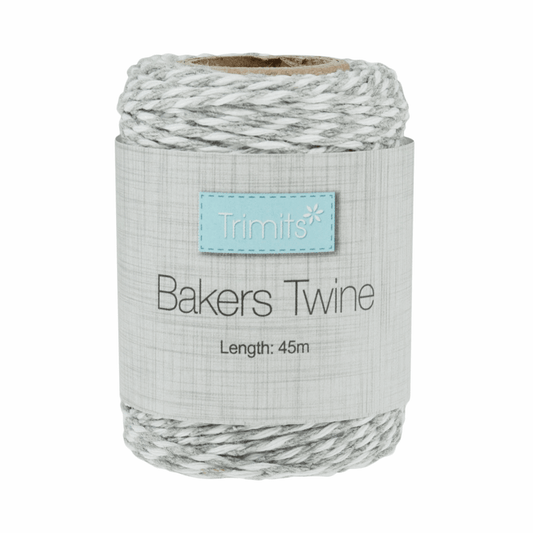 Trimits Christmas Grey/White Bakers Twine - 45m x 2mm