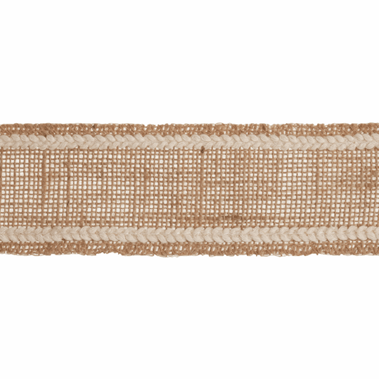 Cotton Trimmed Hessian Fabric Roll - 10m x 55mm Natural