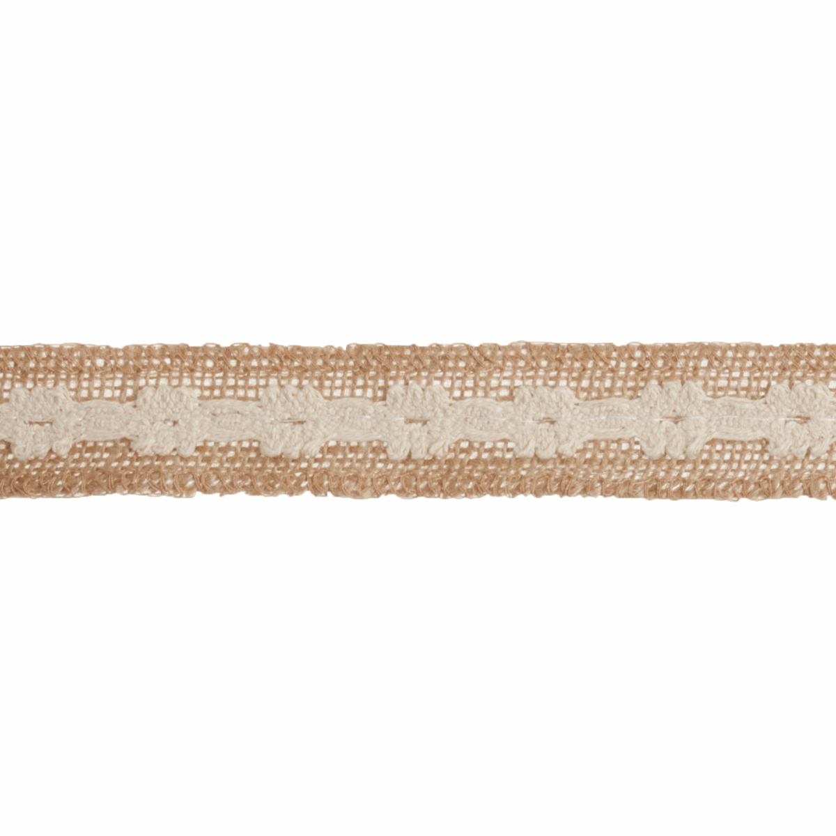 Cotton Trimmed Hessian Fabric Roll - 10m x 28mm Natural