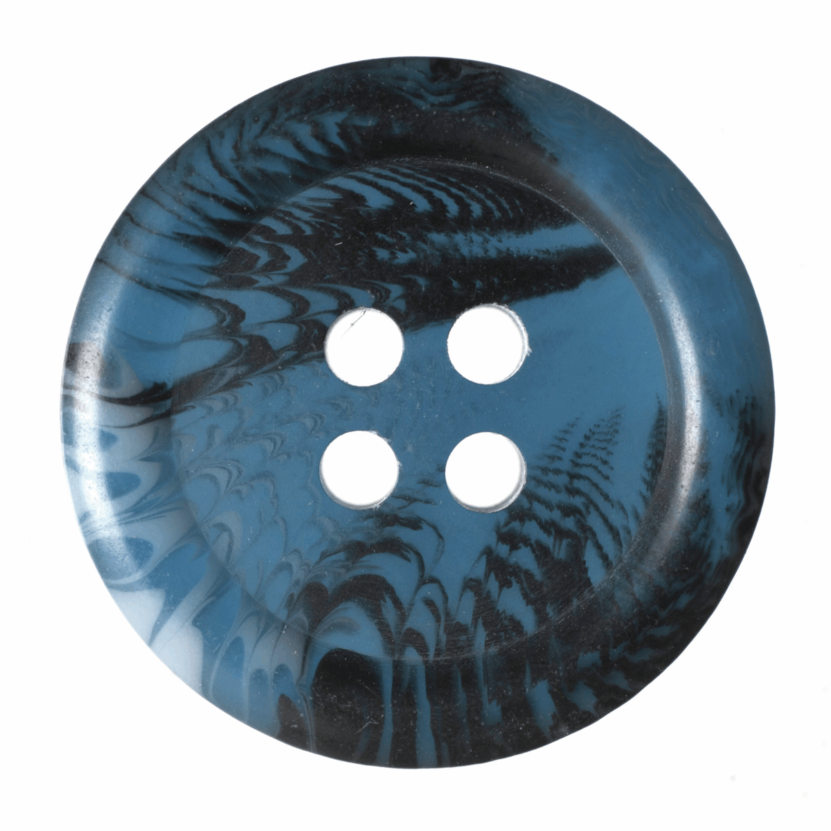 Hemline Round Blue/Black Button - 20mm (Pack of 5)
