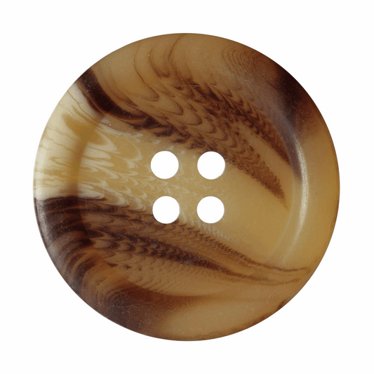 Hemline 4-Hole Light/Dark Brown Button - 27.5mm (Pack of 2)