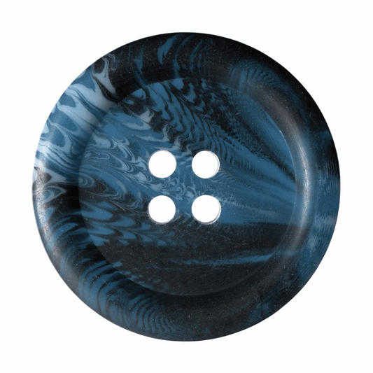Hemline Round Blue/Black Button - 27.5mm (Pack of 2)