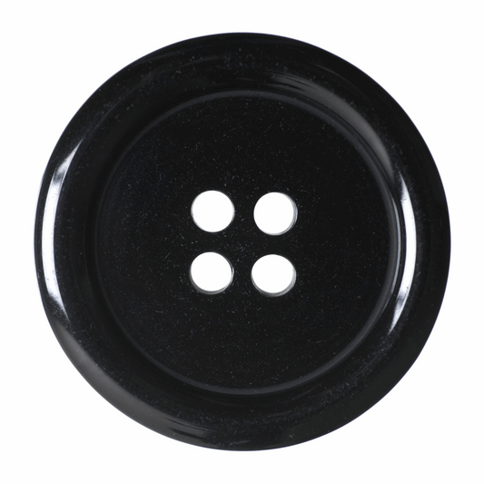 Hemline 4-Hole Black Button - 27.5mm (Pack of 2)
