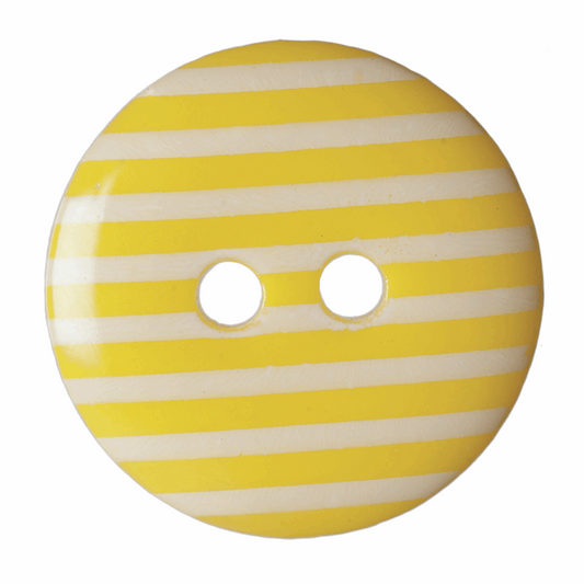 Hemline Yellow Striped Button - 15mm (Pack of 6)