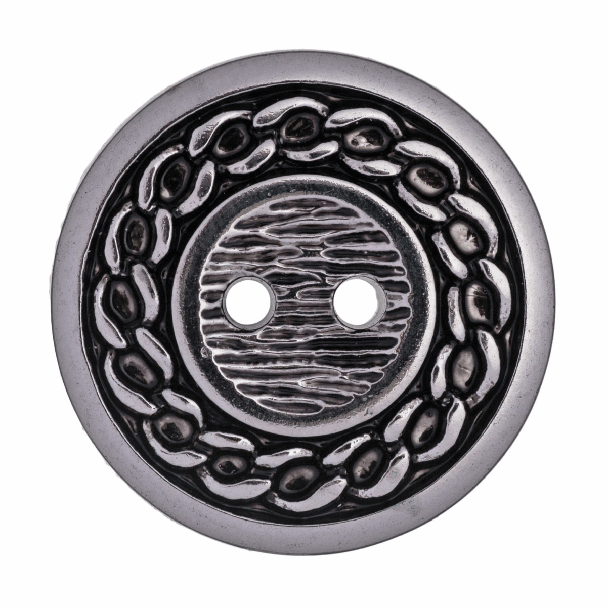 Hemline Round Silver/Metal Button - 20mm (Pack of 5)