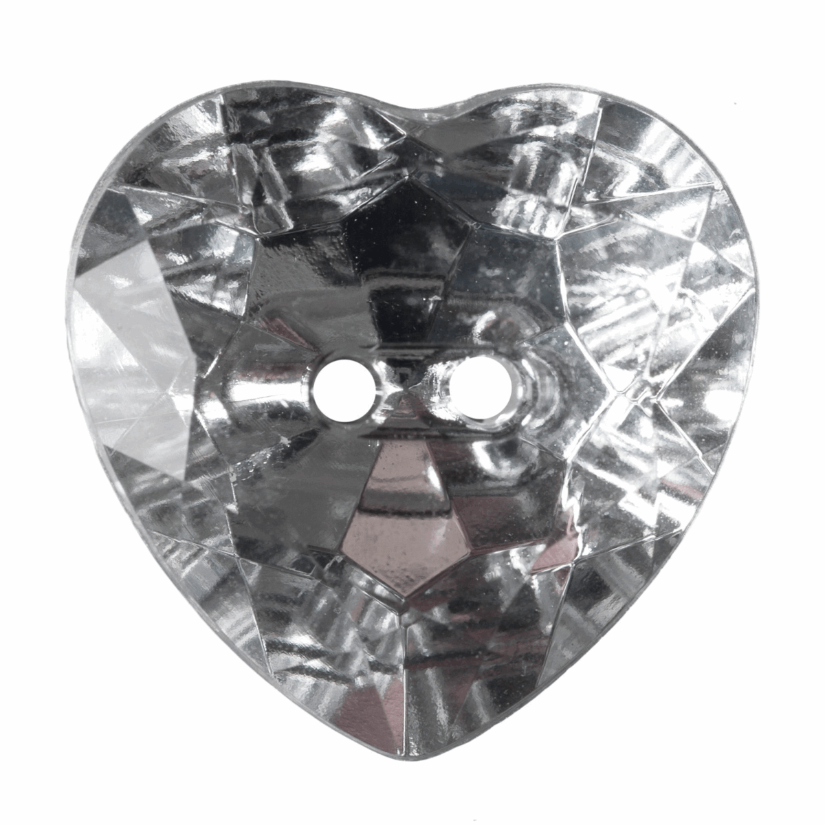 Hemline Clear Crystal Heart Button - 20mm (Pack of 3)