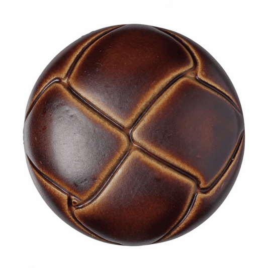 Hemline Brown Leather Button - 22.5mm (Pack of 2)