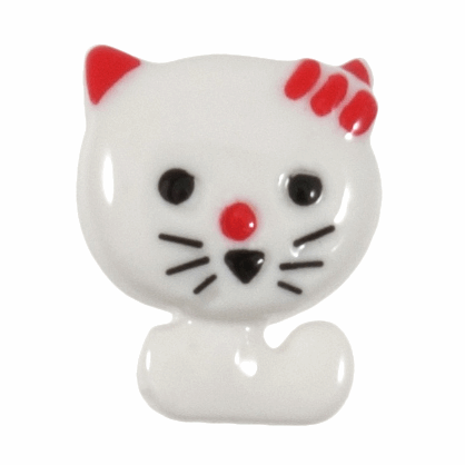 Hemline White Cat Button - 23mm (Pack of 3)