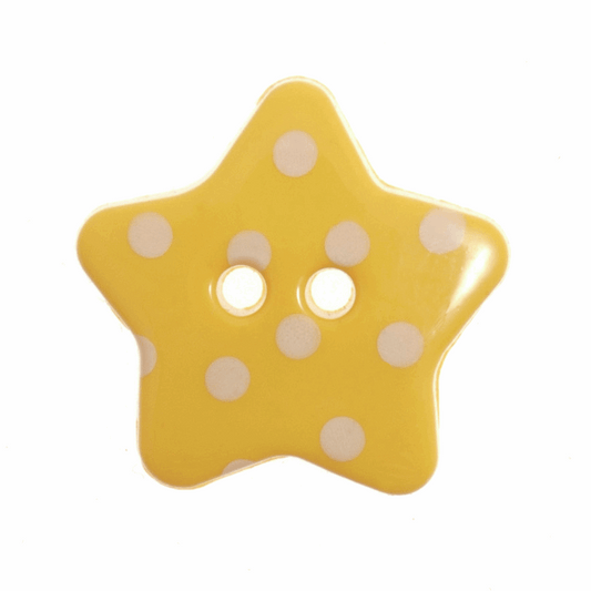 Hemline Yellow Spotty Star Button - 18mm (Pack of 4)