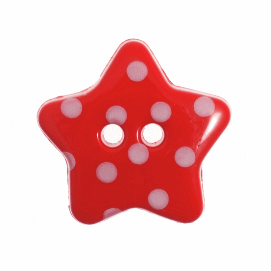 Hemline Red Spotty Star Button - 18mm (Pack of 4)
