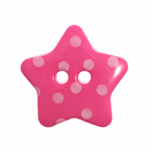 Hemline Pink Spotty Star Button - 18mm (Pack of 4)